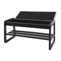 Shoe Storage Bench With Drawer And Shelf For Entryway Black 80cm Faux Leather
