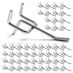 JEAWIWI 50 Pack 2 Inch Metal Pegboard Hooks, Fit 1/4 in and 2IN 50PCS, Sliver