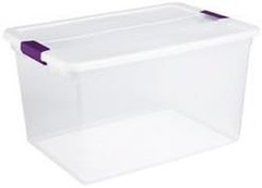 15 Quart Clearview Latch Storage Container with Sweet Plum Handles