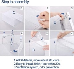 12 pc Foldable Shoe Box Stackable Clear 13.2×9.1×5.5in Shoe Storage Box Size ＜10
