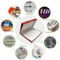 Lineco Folio Storage Box, Faux Leather Cover, Clamshell 9x12x1.75, Red