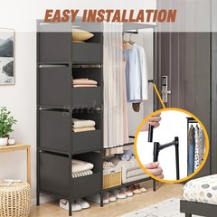 Clothes Rack Heavy Duty Clothing Garment Rack Storage 4 Drawer Bedroom Organizer