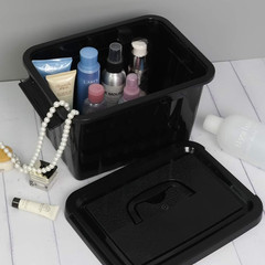 6 Pack of 6 Quart Black Storage Bins with Latching Handles for Easy Organization
