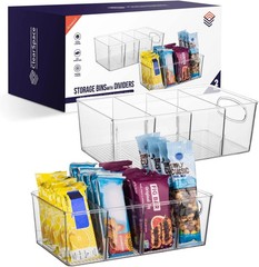 ClearSpace Plastic Pantry Organization and Storage Bins with Removable Dividers