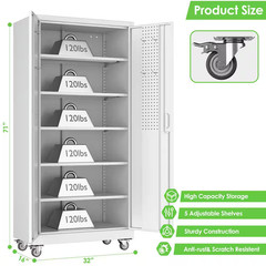 32 In. W X 71 In. H X 16 In. D Garage Storage Freestanding Cabinet with Pegboard