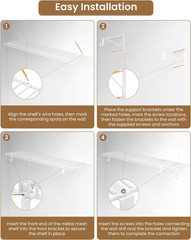 4-Pack Wire Closet Shelving with Triangular Brackets, 150 Lb Capacity | Reinforc