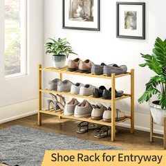 Furshus 3-Tier Bamboo Shoe Rack for Entryway, 3-Tier-Standard, Natural