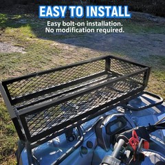 ATV Front Cargo Basket, Heavy Duty Steel Mesh Rack, Universal Fit for ATV UTV,