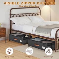 Under Bed Storage Containers with Wheels 9.5 inches inch height, Black