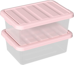 14Qt Latching Storage Bins with Pink Lids – 2 Pack Under Bed Organizers