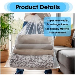 Besti Large Clear Plastic Bags – 10-Pcs 32×48-inch Extra Large Storage Bags –…