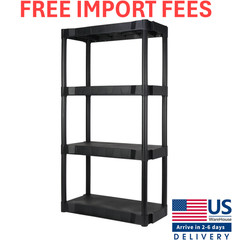 Hyper Tough 4 Shelf Plastic Shelving Unit 13.88″ (D) x 30″ (W) x 56.2″ (H) Black