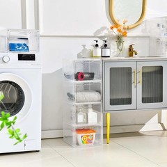 Efficient Closet Organizers: 6 Stackable Clear Bins with 19 Quarts Capacity Each