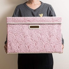 Large Collapsible Storage Bin with Lid 17.7″, Fabric Cube Organizer