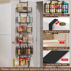 Adjustable Over The Door Organizer Metal Hanging Shelf with Baskets and Hooks