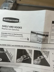 Rubbermaid FastTrack Garage Shelf w/ Hooks 5E15 Holds 50 lbs New Open Box Rare