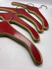 Clothes Hanger Hollywood Regency Red Gold Wood Heavy Set 4 Vintage Closet MCM