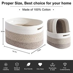 3 Pack Storage Basket, Woven Baskets for Storage, Cotton Rope Basket for Toys