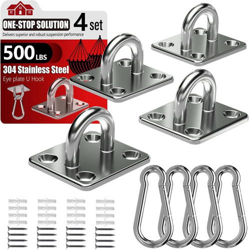 sprookber 304 Stainless Steel Pad Eye Snap Hooks, M5 Heavy 2 Inch, Silver