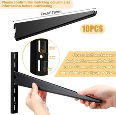 10 Pack Adjustable Shelf Brackets for Double Track System Closet Organization…