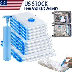 5Pack Vacuum Storage Bags Bedding Clothes Seal Travel Space Saver w/ Pump