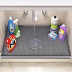Jin&Bao Waterproof Under Sink Mat 34″ x 22″ Silicone Cabinet Protector
