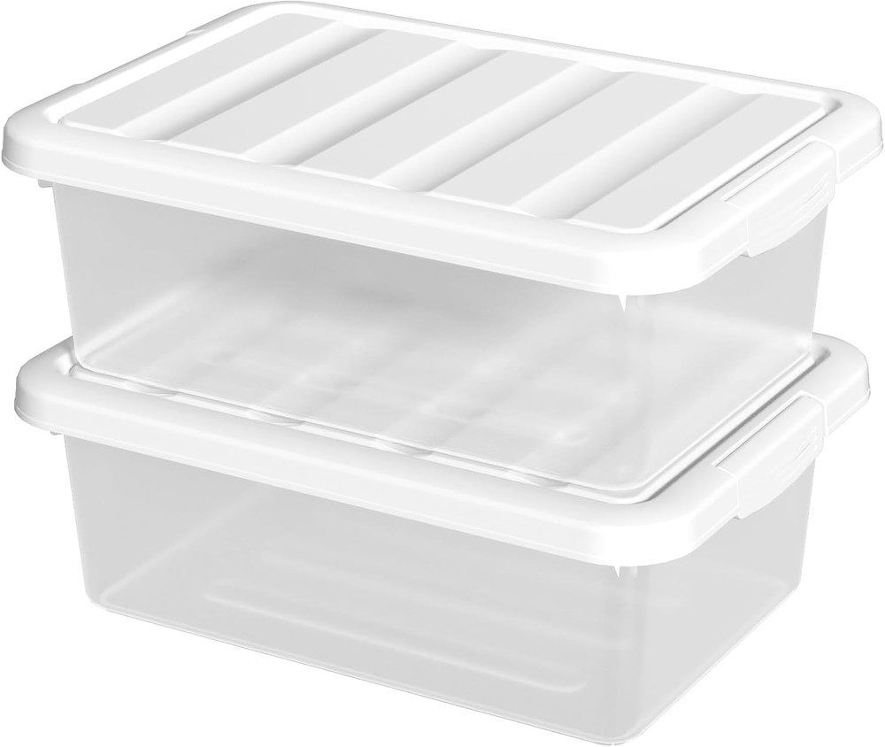 Clear Stackable Storage Bins with Lids, 14 Quart, Set of 2