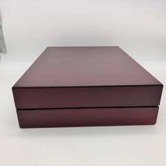 Cutlery Canteen Case Empty Wooden Flatware Box Dark Red With Blue Lining Storage