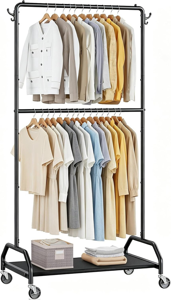 Clothes Rack Double Hanging Clothes Rack Clothing Rack Garment Rack 130LBS Capac