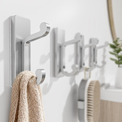 Silver Self Adhesive Hooks – Stick on Hanger, Hold 13Lbs, 4 Pack.