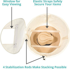 Stackable Hat Storage Box | Pop-Up Container for Hats & Toys | Dust Cover Ivory