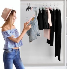 10 Pack Skirt Hangers Pants Hangers with Clips 360 ° Swivel Hooks Space Pink