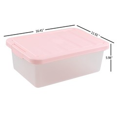 14 Quart Plastic Latching Storage Box, Plastic Underbed Storage Bin with Pink…