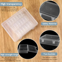 Bead Organizer Box 30 Mini Clear Storage Containers for Jewelry with Hinged Lid.
