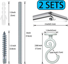 2 Sets S-Shaped Heavy Duty Ceiling Hook,For Wood, Concrete & Drywall, for Hangin