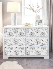 Micpolo Floral and Butterfly Self Adhesive 17.7″W x 78″L, Black White