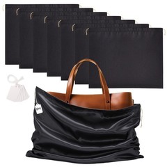23.6×19.6in Satin Dust Bags for Handbags, 7 Pack of Black Storage Bag for Sho…
