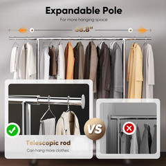 HOKEEPER Clothes Rack with Cover Clothing Racks for Hanging Clothes Heavy Duty G