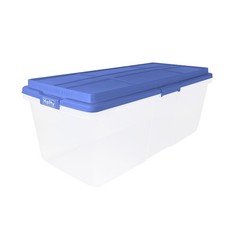2 Pack Hefty HI-RISE 113 Qt Large Storage Bins Clear Plastic Latching Lid