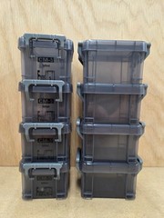 The Container Store Mini Storage Latch Box Smoke – Set of 8