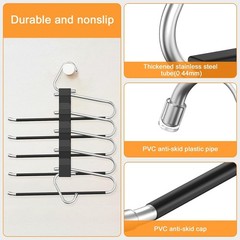 2 Pack Pants Hangers Space Saving, Anti-Slip Multi-Functional Pants Rack,