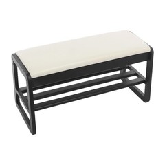 Shoe Storage Bench With Drawer And Shelf For Entryway Black 80cm Faux Leather