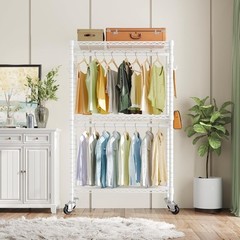 3-Tier Heavy Duty Garment Rack Large Clothes Rack Freestanding Clothing Shelves