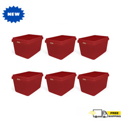 Hefty 18 Gallon Plastic Storage Tote, HI-RISE Lid, Holiday Christmas Box, 6 Pack