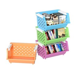 4-Pack Colored Stackable Storage Bins for Pantry Organizer Large Plastic Baskets