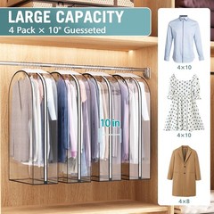 Clear Garment Bags for Hanging Clothes 10” Gusseted, Suit Bags for Closet