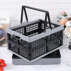 Collapsible Plastic Folding Storage Crate with Handle – 2 Pack, 16L