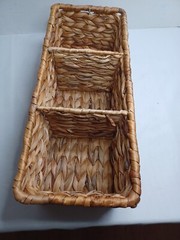 Wicker Toilet Paper 3 Section Basket Tank Topper for Back of Toilet Tank