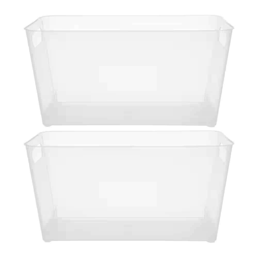 Storage Made Simple Freestanding Tall Organizer Bin with Handles in Clear (Set o