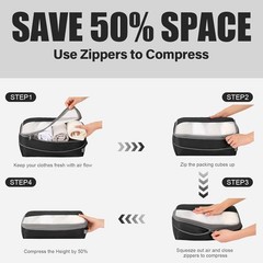 6 Set Compression Packing Cubes for Travel, Lightweight and Space-Saving Lugg…